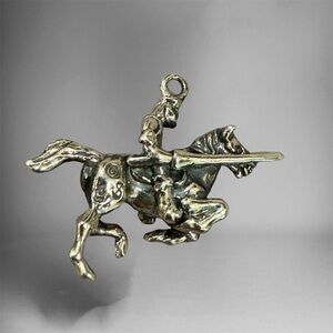Adorable Tiny Knight on Horseback Bracelet / Necklace Charm Sterling Silver 925